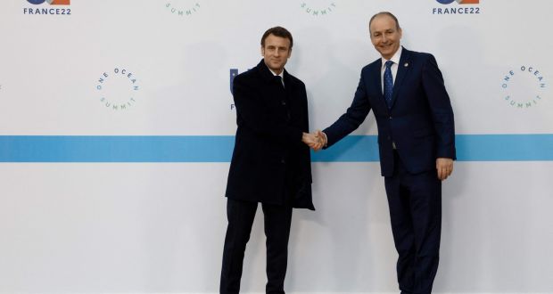 Emmanuel Macron and Taoiseach Micheál Martin