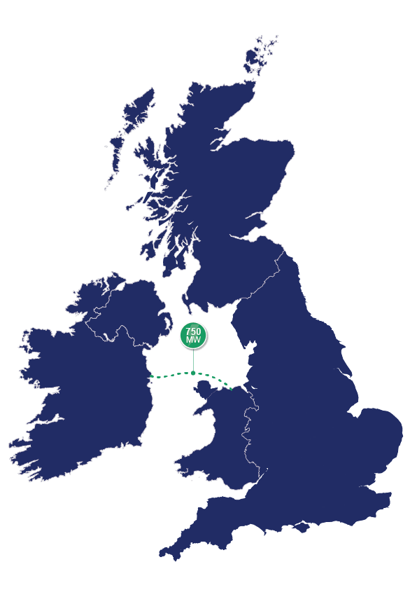 Mares Connect Interconnector Map showing connection line between Ireland and the UK